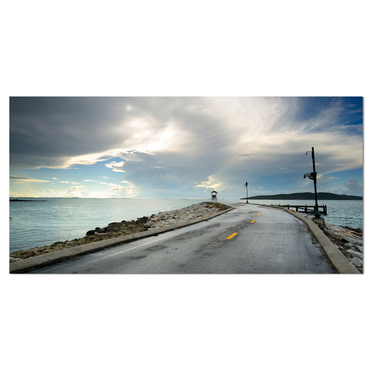 Designart - Vintage Pathway into the Ocean - Sea Bridge Canvas Art Print